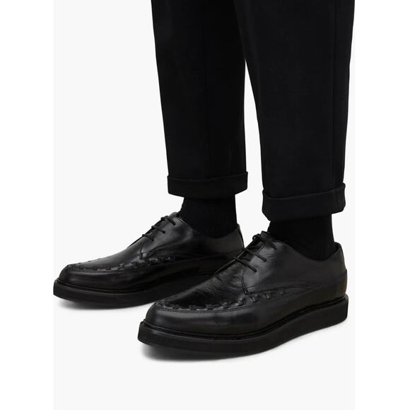 All Saints Men\'s New Black Topper Woven Leather Derby Size US 13 / EUR 46 $349 main image 8